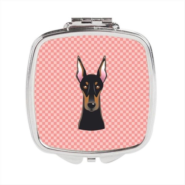 Carolines Treasures Checkerboard Pink Doberman Compact Mirror- 2.75 x 3 x .3 In. BB1245SCM